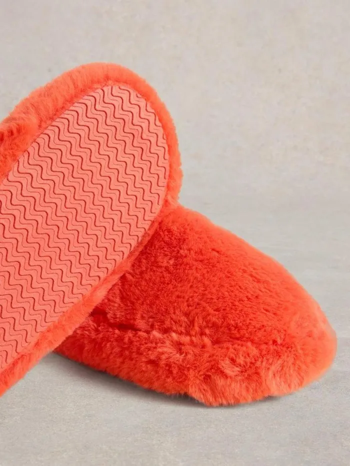 Women Faux Fur Mule Slippers Mid Coral White Stuff Nightwear Women Faux Fur Mule Slippers Mid Coral White Stuff Nightwear