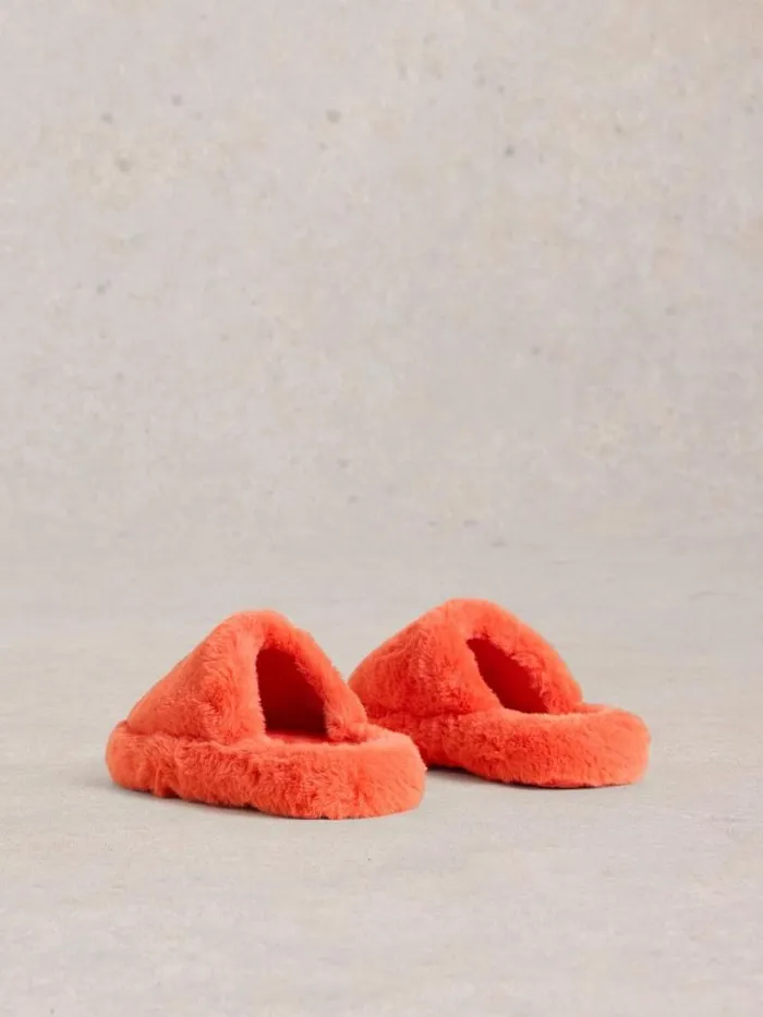 Women Faux Fur Mule Slippers Mid Coral White Stuff Nightwear Women Faux Fur Mule Slippers Mid Coral White Stuff Nightwear