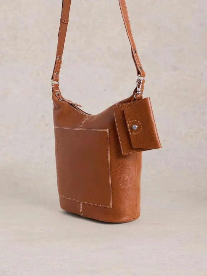 Women Fern Crossbody Leather Mid Tan White Stuff Bags and Purses