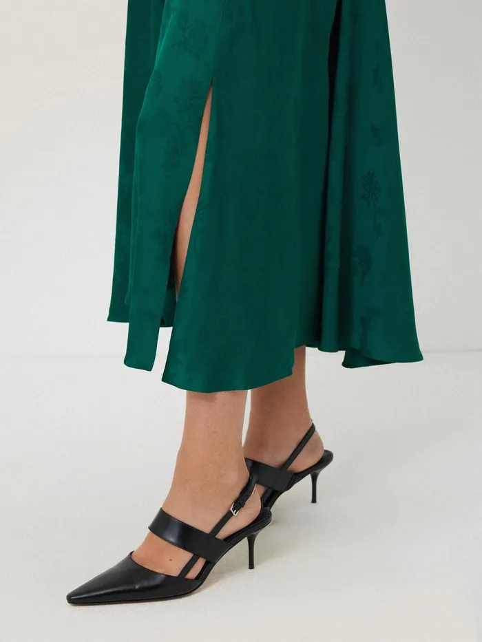 Women Floral Jacquard Midi Skirt Green Jigsaw Skirts