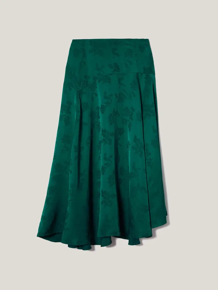 Women Floral Jacquard Midi Skirt Green Jigsaw Skirts