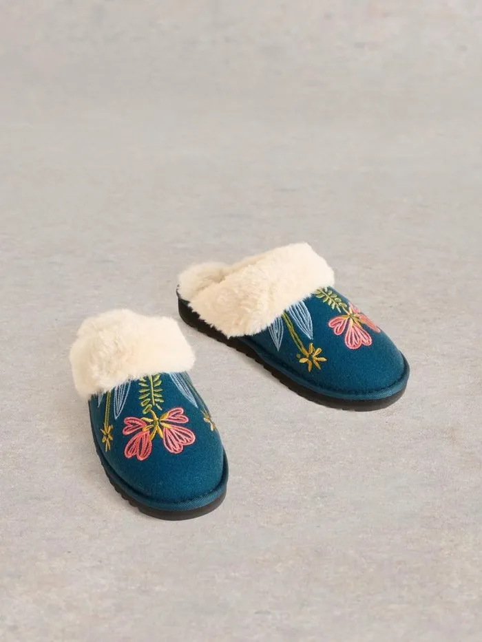 Women Floral Mule Slipper Teal Multi White Stuff Nightwear Women Floral Mule Slipper Teal Multi White Stuff Nightwear