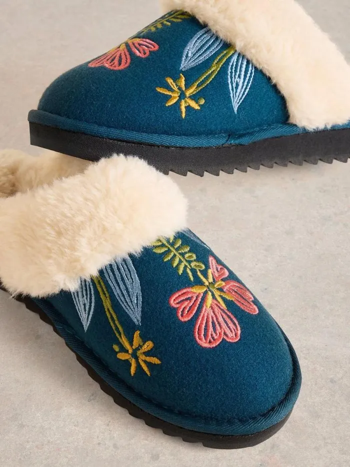 Women Floral Mule Slipper Teal Multi White Stuff Nightwear Women Floral Mule Slipper Teal Multi White Stuff Nightwear