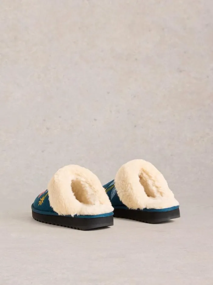 Women Floral Mule Slipper Teal Multi White Stuff Nightwear Women Floral Mule Slipper Teal Multi White Stuff Nightwear