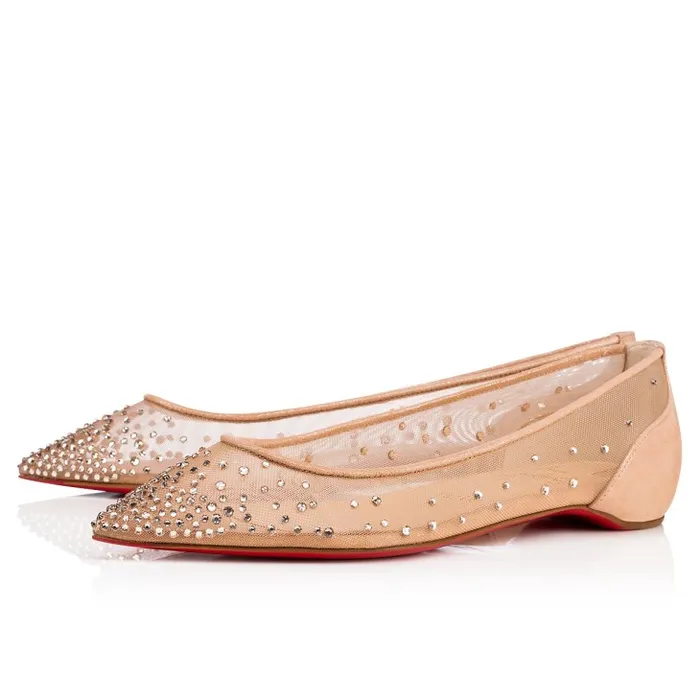 Women Follies Strass Ballerinas 8211 Mesh And Suede 8211 Light Silk Christian Louboutin Flats and Loafers
