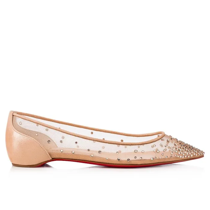 Women Follies Strass Ballerinas 8211 Mesh And Suede 8211 Light Silk Christian Louboutin Flats and Loafers