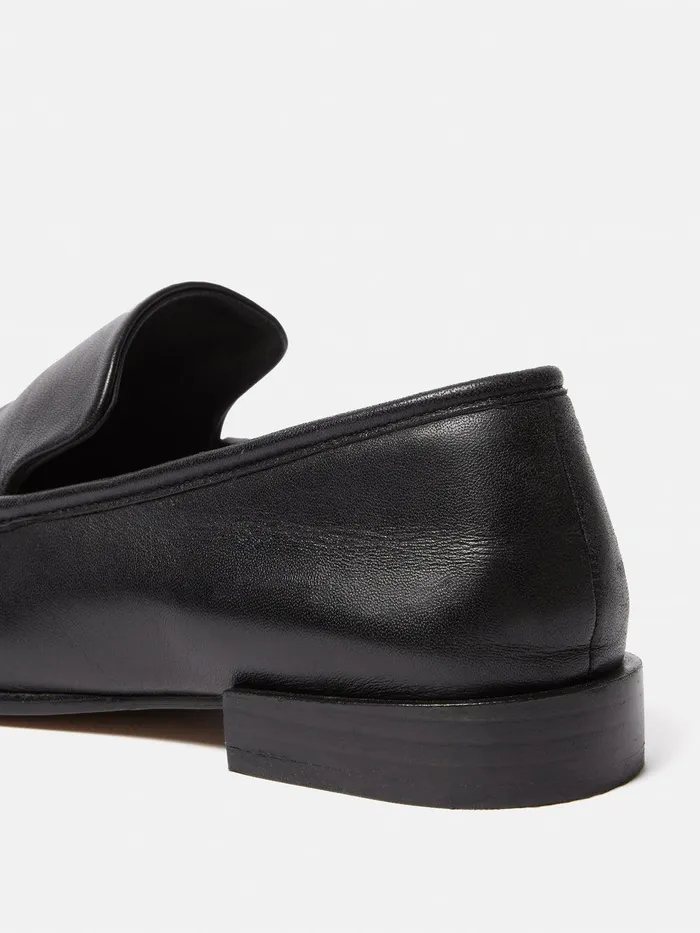 Women Frame Leather Loafer Black Jigsaw Flats
