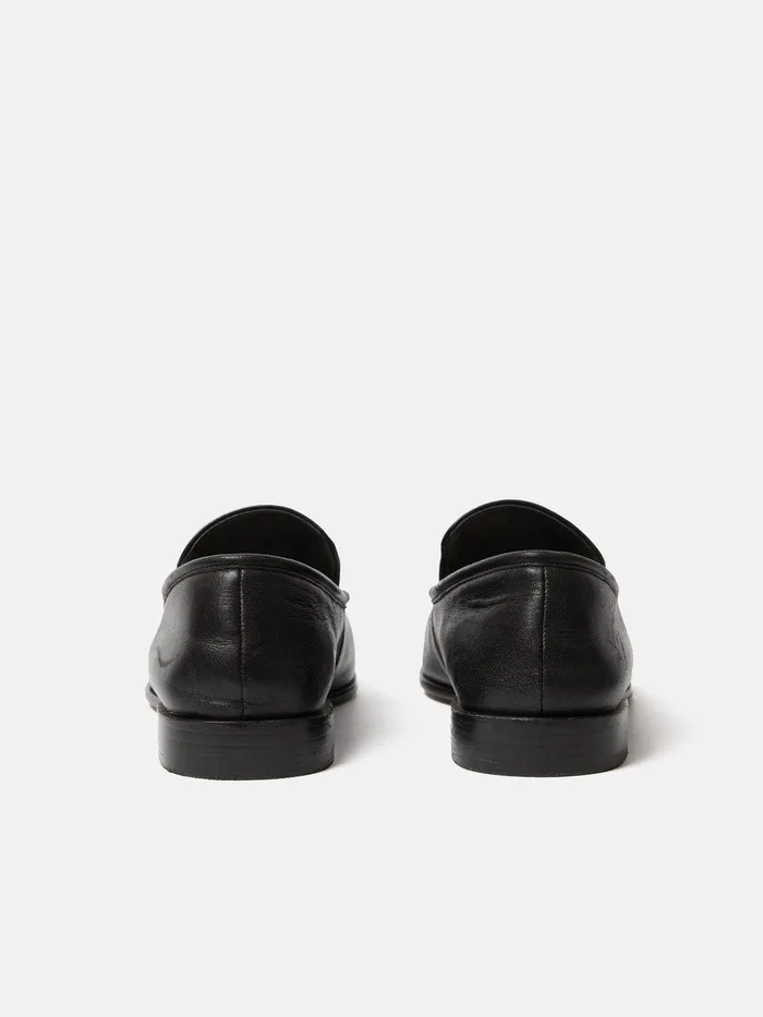 Women Frame Leather Loafer Black Jigsaw Flats