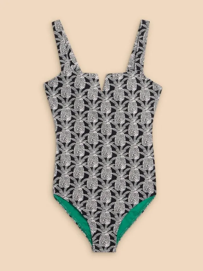 Women Gabrielle Control Swimsuit Black Print White Stuff Swimwear