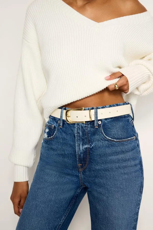 Women GOOD AMERICAN Belts CLASSIC SADDLE BUCKLEBELT Cream001