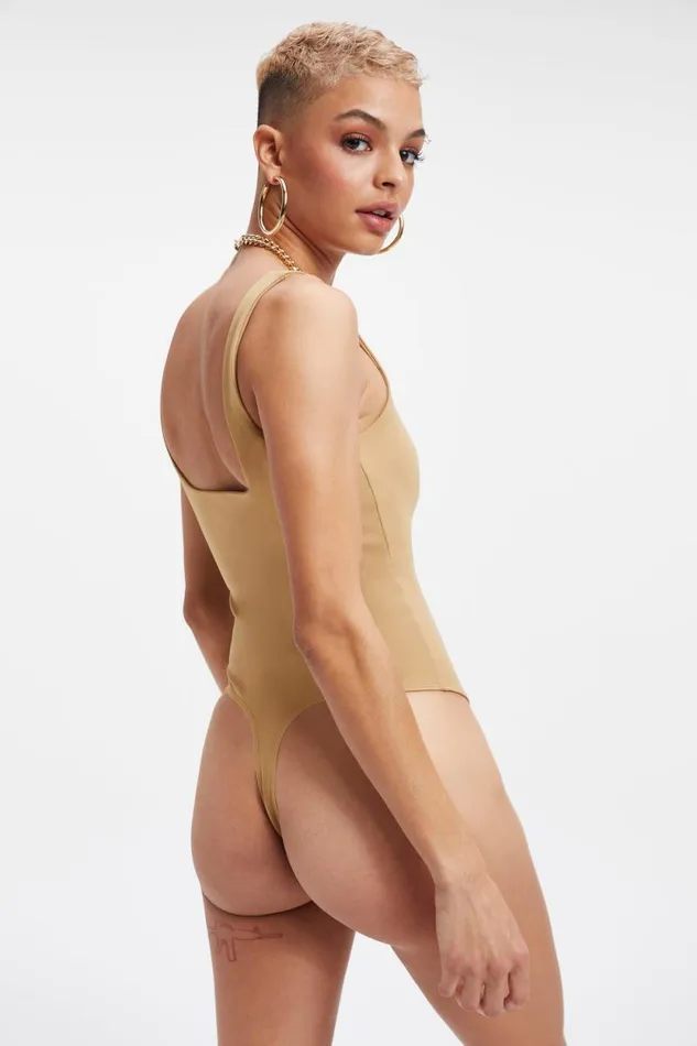 Women GOOD AMERICAN Bodysuits SCUBA MODERN TANKBODYSUIT Pecan001