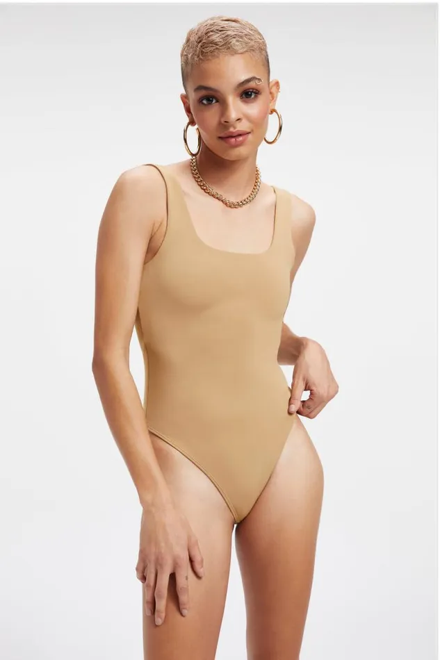 Women GOOD AMERICAN Bodysuits SCUBA MODERN TANKBODYSUIT Pecan001
