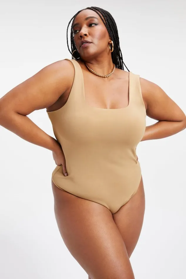 Women GOOD AMERICAN Bodysuits SCUBA MODERN TANKBODYSUIT Pecan001