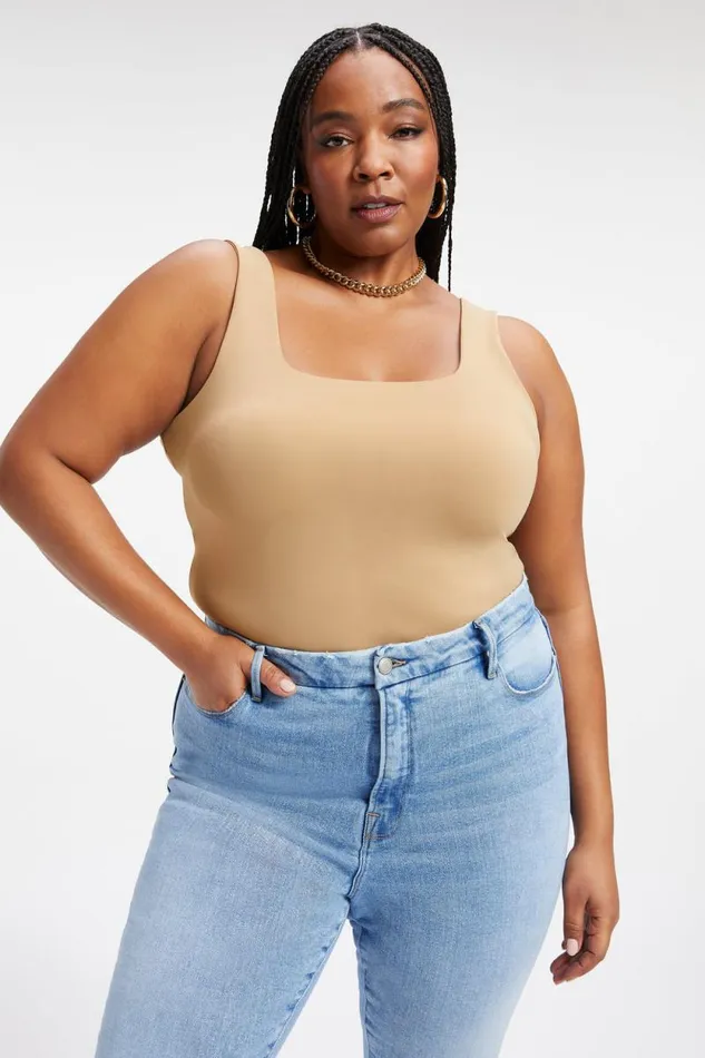 Women GOOD AMERICAN Bodysuits SCUBA MODERN TANKBODYSUIT Pecan001