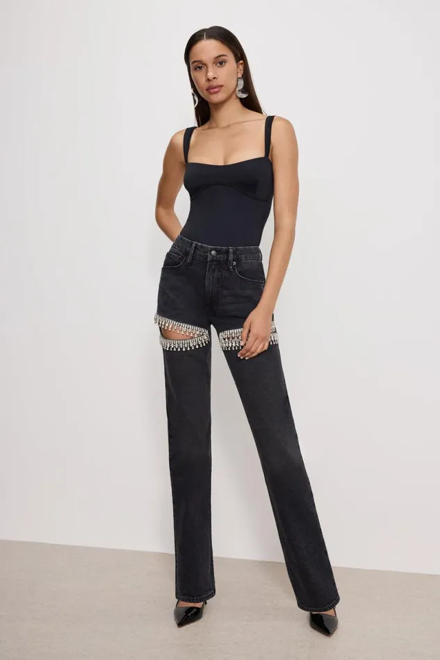 Women GOOD AMERICAN Bodysuits SWEETHEART SCUBA TANKBODYSUIT Black001