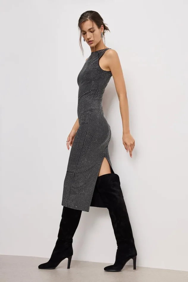 Women GOOD AMERICAN Dresses CRYSTAL MIDIDRESS Black001