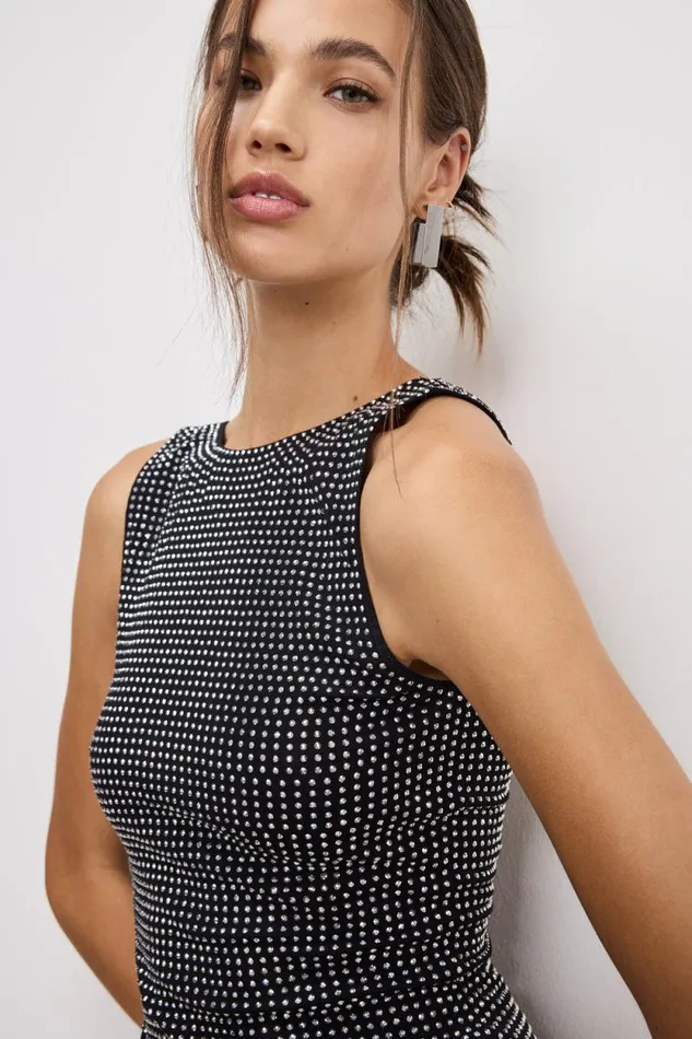 Women GOOD AMERICAN Dresses CRYSTAL MIDIDRESS Black001