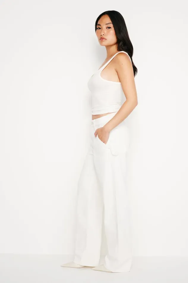 Women GOOD AMERICAN Jeans GOOD 90S PETITE CARPENTERJEANS Cloud White001