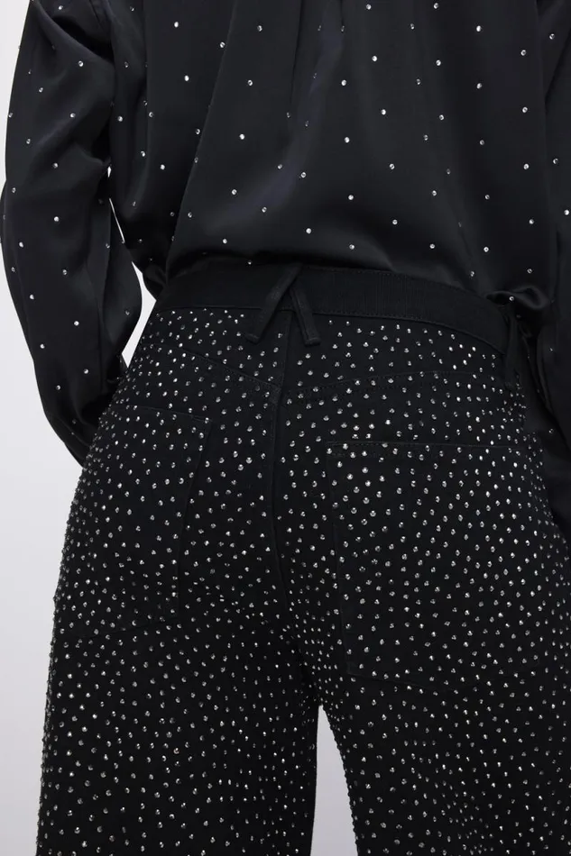 Women GOOD AMERICAN Jeans GOOD EASE RELAXED SPARKLEJEANS Black323