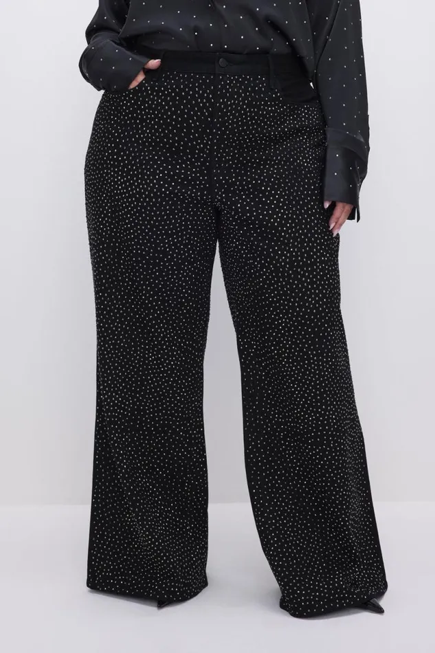Women GOOD AMERICAN Jeans GOOD EASE RELAXED SPARKLEJEANS Black323