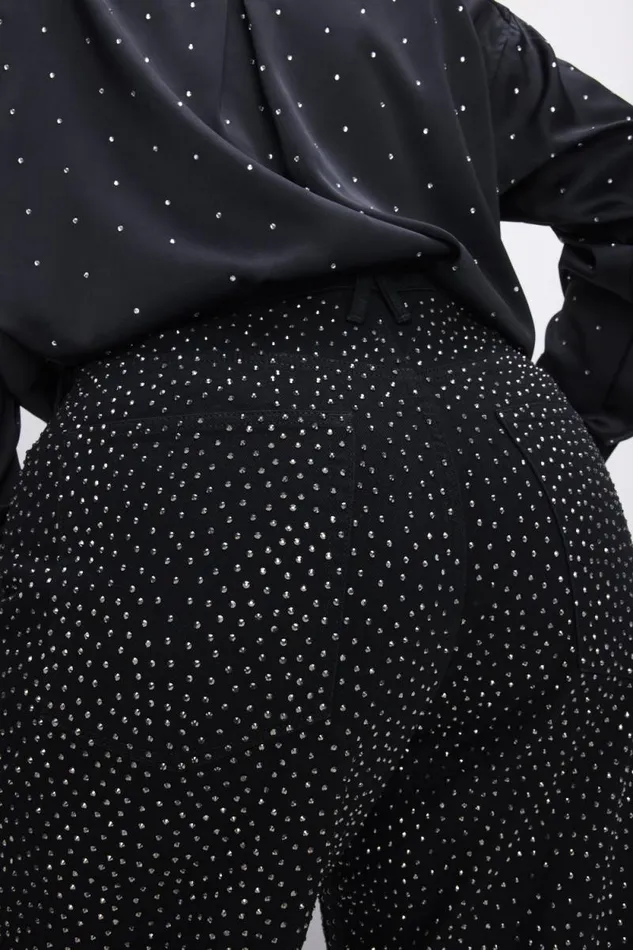 Women GOOD AMERICAN Jeans GOOD EASE RELAXED SPARKLEJEANS Black323