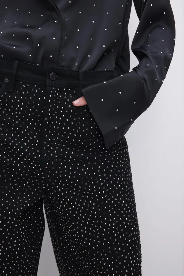 Women GOOD AMERICAN Jeans GOOD EASE RELAXED SPARKLEJEANS Black323