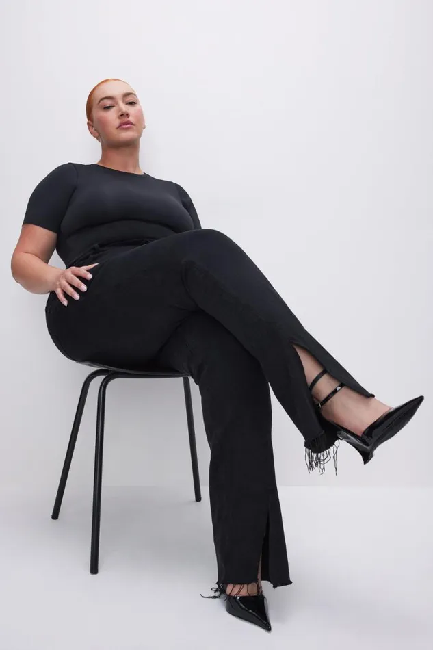 Women GOOD AMERICAN Jeans SOFTTECH GOOD BOY STRAIGHTJEANS Black318