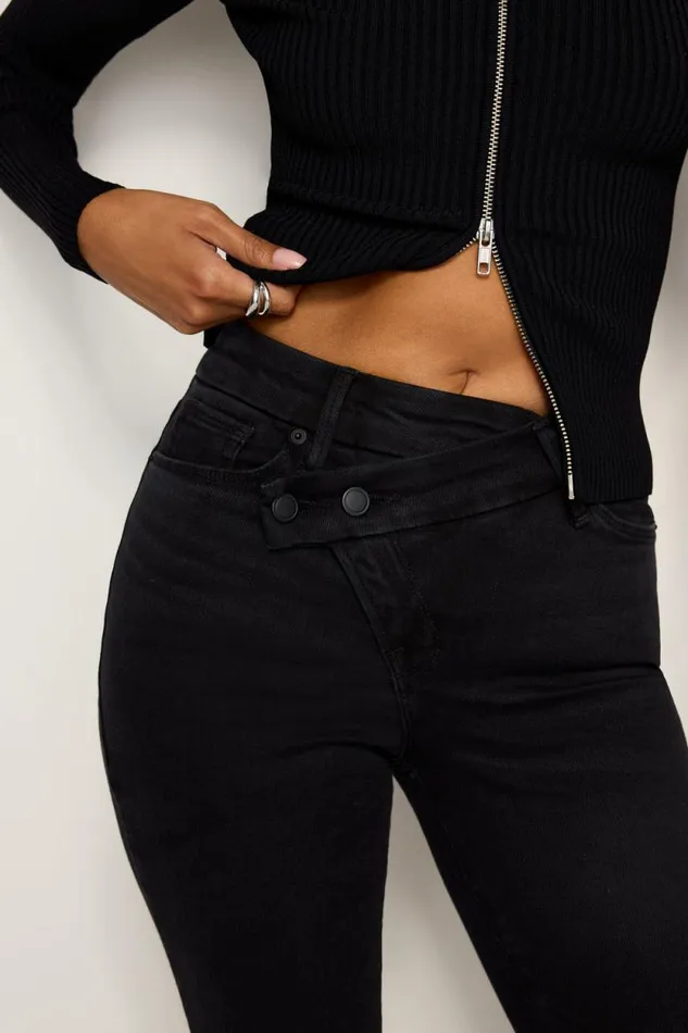 Women GOOD AMERICAN Jeans SOFTTECH GOOD LEGS SKINNY CROPPEDJEANS Black337
