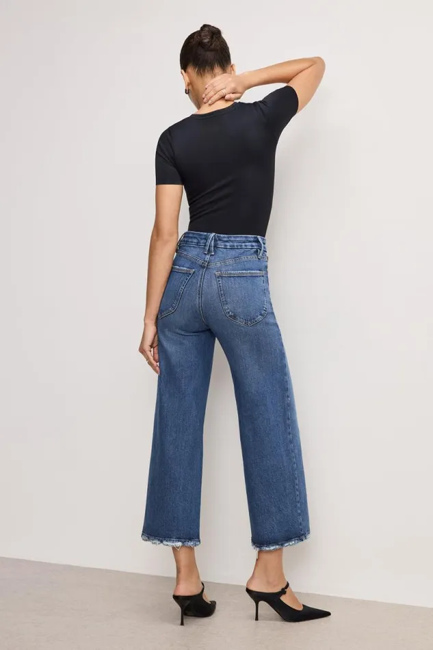 Women GOOD AMERICAN Jeans SOFTTECH GOOD WAIST CROPPED PALAZZOJEANS Indigo737