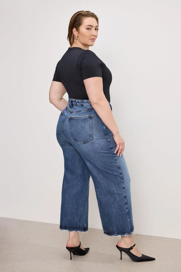 Women GOOD AMERICAN Jeans SOFTTECH GOOD WAIST CROPPED PALAZZOJEANS Indigo737