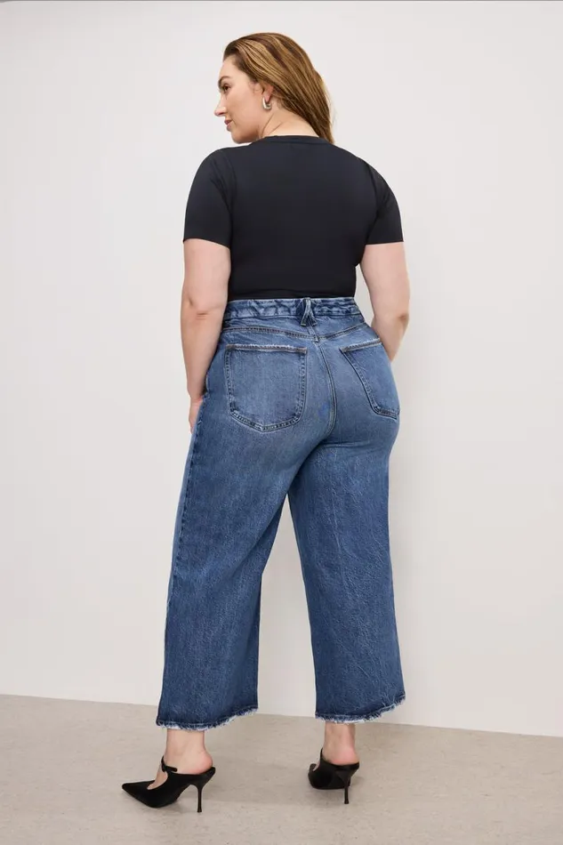 Women GOOD AMERICAN Jeans SOFTTECH GOOD WAIST CROPPED PALAZZOJEANS Indigo737