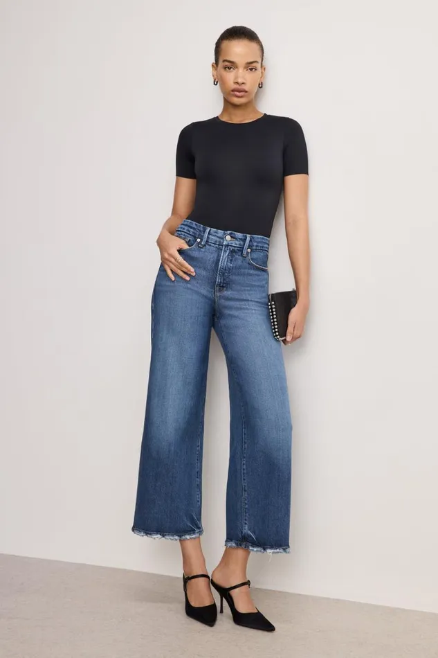 Women GOOD AMERICAN Jeans SOFTTECH GOOD WAIST CROPPED PALAZZOJEANS Indigo737