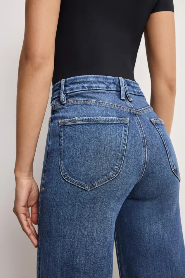 Women GOOD AMERICAN Jeans SOFTTECH GOOD WAIST CROPPED PALAZZOJEANS Indigo737