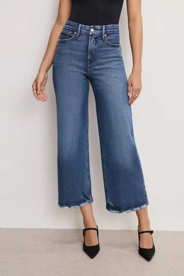 Women GOOD AMERICAN Jeans SOFTTECH GOOD WAIST CROPPED PALAZZOJEANS Indigo737