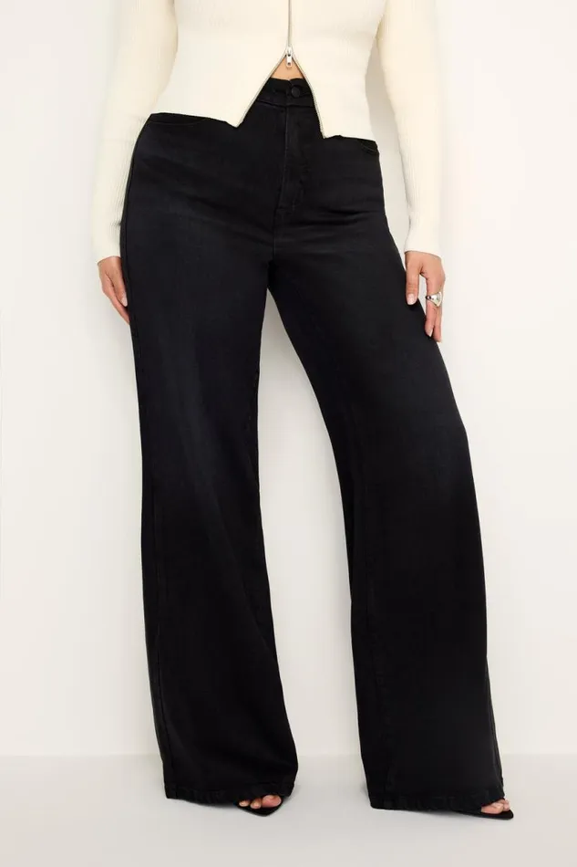 Women GOOD AMERICAN Jeans SOFTTECH GOOD WAIST PALAZZOJEANS Black344
