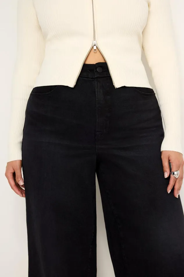 Women GOOD AMERICAN Jeans SOFTTECH GOOD WAIST PALAZZOJEANS Black344