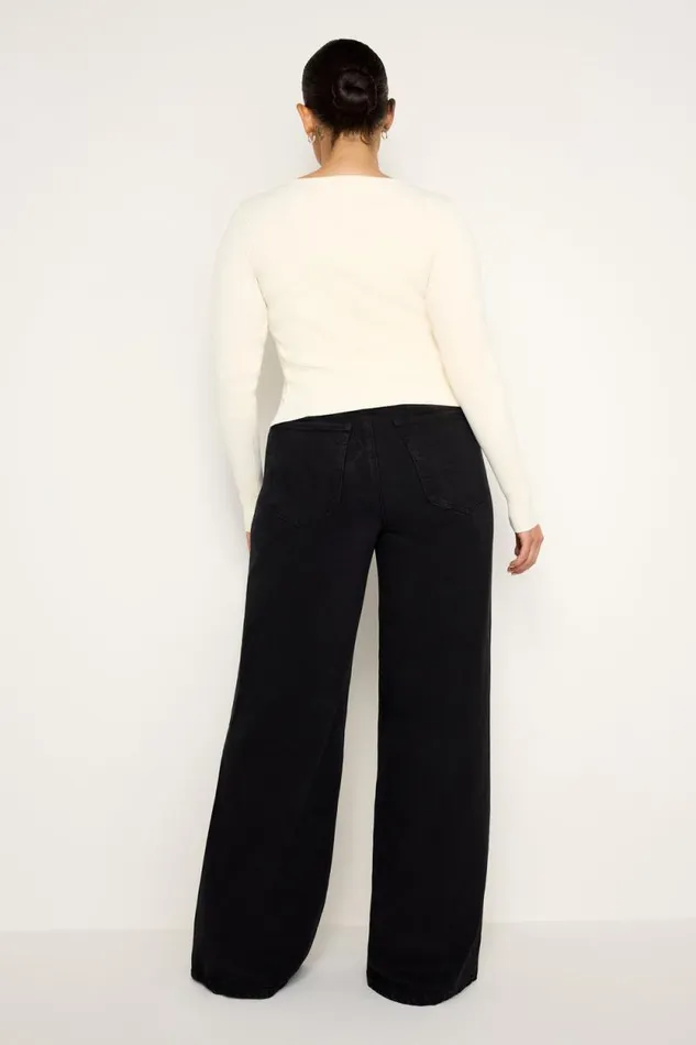 Women GOOD AMERICAN Jeans SOFTTECH GOOD WAIST PALAZZOJEANS Black344