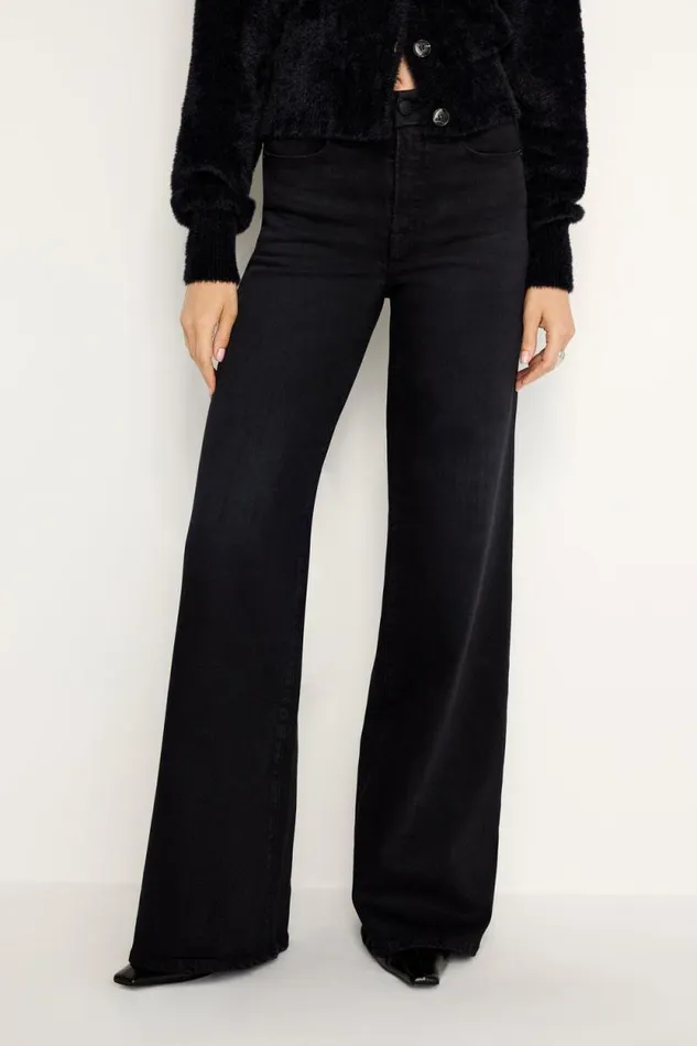 Women GOOD AMERICAN Jeans SOFTTECH GOOD WAIST PALAZZOJEANS Black344