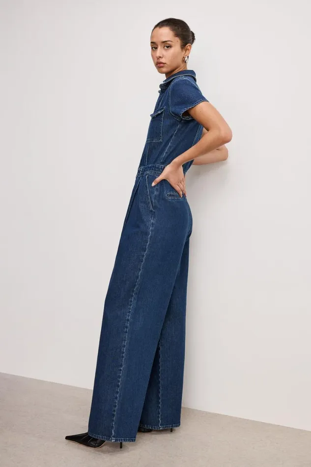 Women GOOD AMERICAN Jumpsuits FIT FOR SUCCESS PLEATED WIDELEG Indigo724 Women GOOD AMERICAN Jumpsuits FIT FOR SUCCESS PLEATED WIDELEG Indigo724
