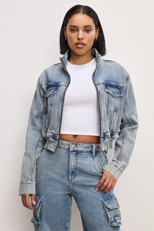 Women GOOD AMERICAN Outerwear DENIM TRUCKERJACKET Indigo762
