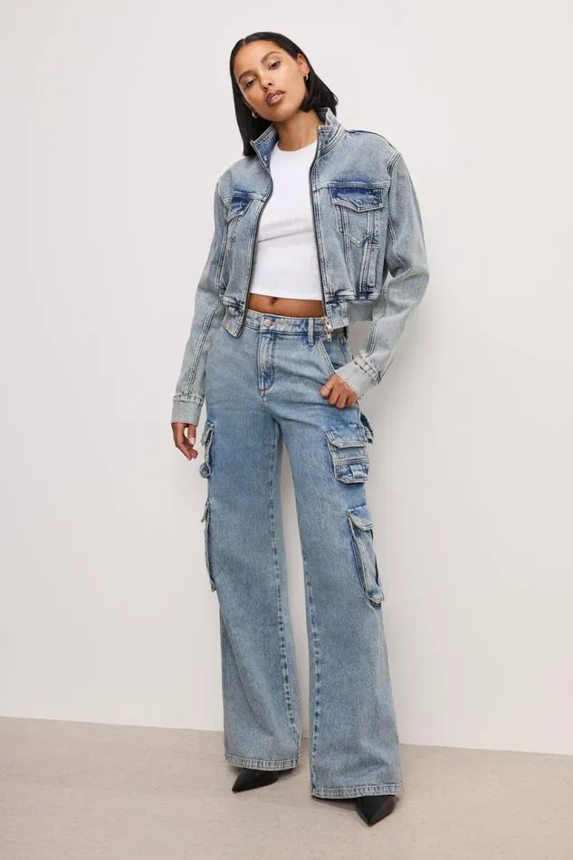 Women GOOD AMERICAN Outerwear DENIM TRUCKERJACKET Indigo762