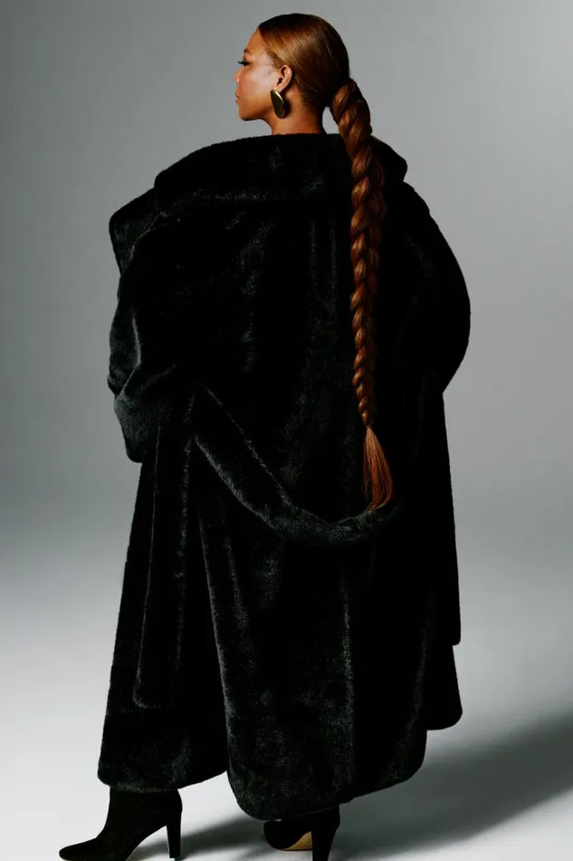 Women GOOD AMERICAN Outerwear FAUX FURCOAT Black001