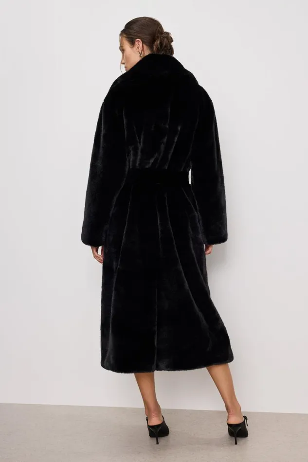 Women GOOD AMERICAN Outerwear FAUX FURCOAT Black001