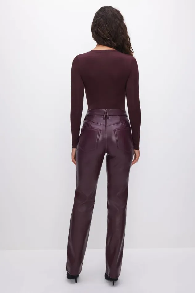 Women GOOD AMERICAN Pants GOOD ICON FAUX LEATHERPANTS Malbec003