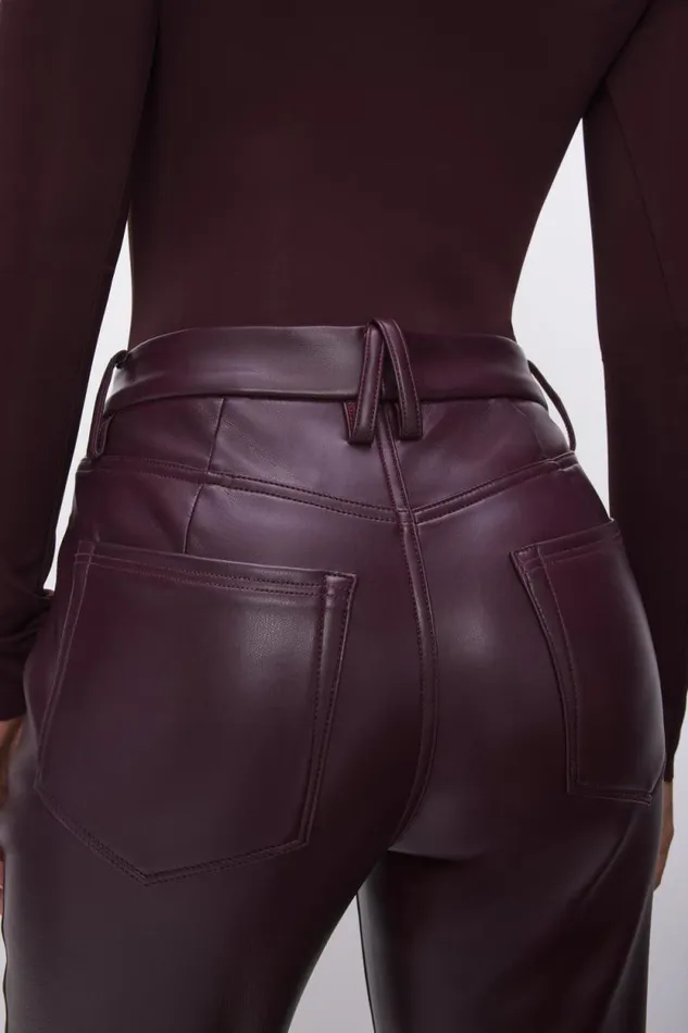 Women GOOD AMERICAN Pants GOOD ICON FAUX LEATHERPANTS Malbec003