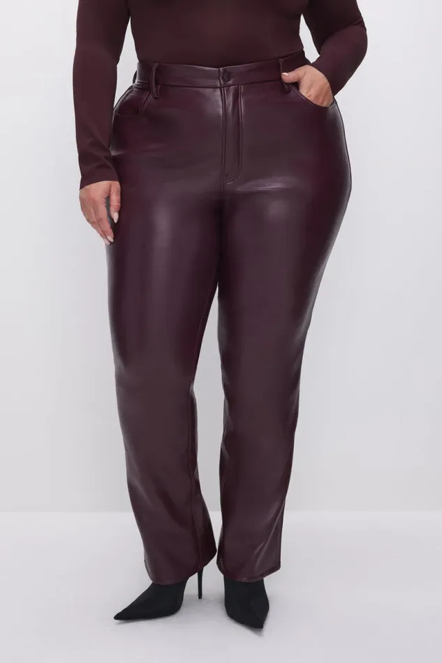 Women GOOD AMERICAN Pants GOOD ICON FAUX LEATHERPANTS Malbec003