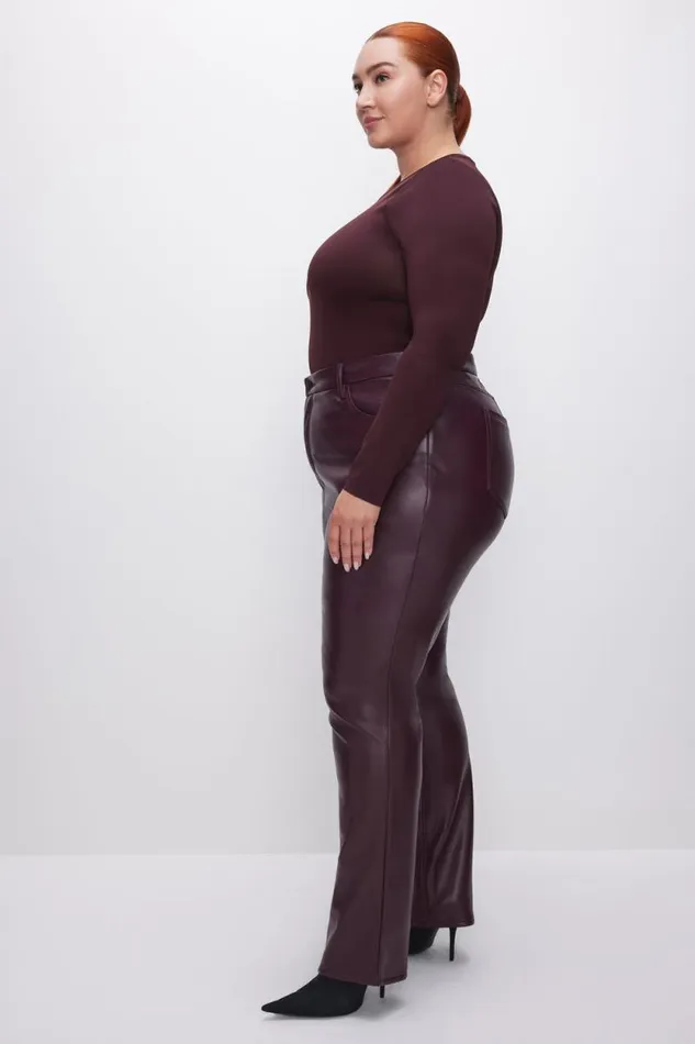 Women GOOD AMERICAN Pants GOOD ICON FAUX LEATHERPANTS Malbec003