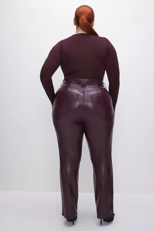 Women GOOD AMERICAN Pants GOOD ICON FAUX LEATHERPANTS Malbec003