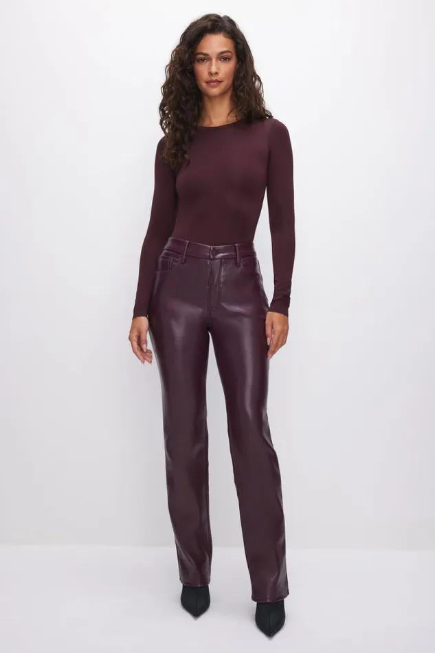 Women GOOD AMERICAN Pants GOOD ICON FAUX LEATHERPANTS Malbec003
