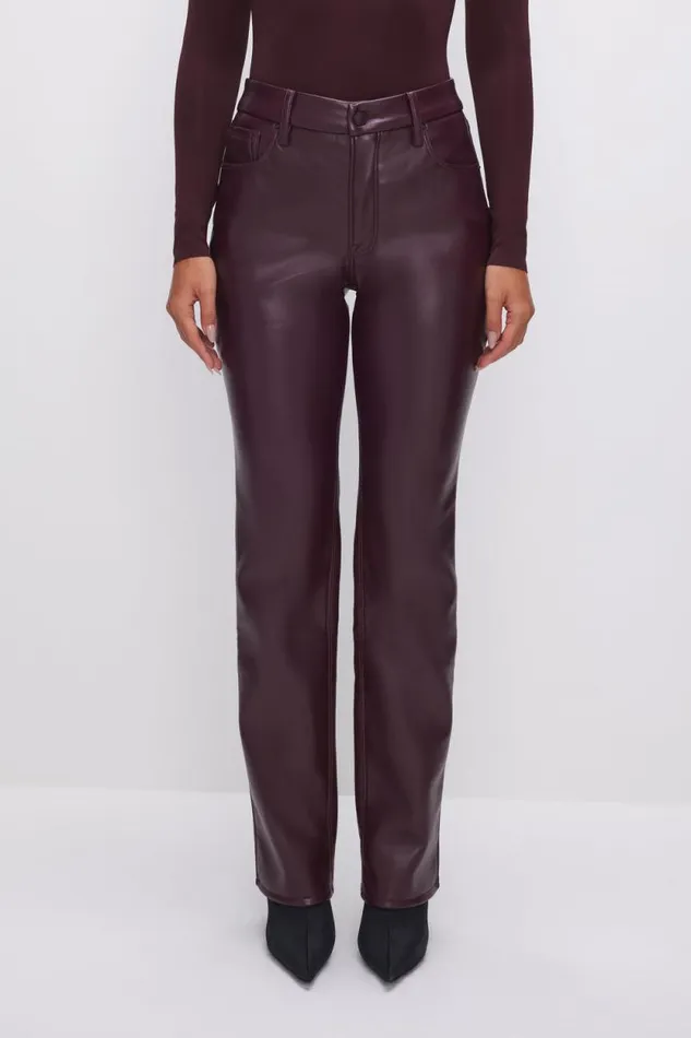 Women GOOD AMERICAN Pants GOOD ICON FAUX LEATHERPANTS Malbec003